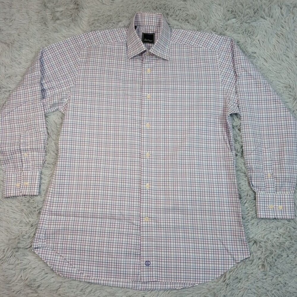 David Donahue Mens Shirt Muticolor 15.5 Button Up Check Career Preppy 32 33
